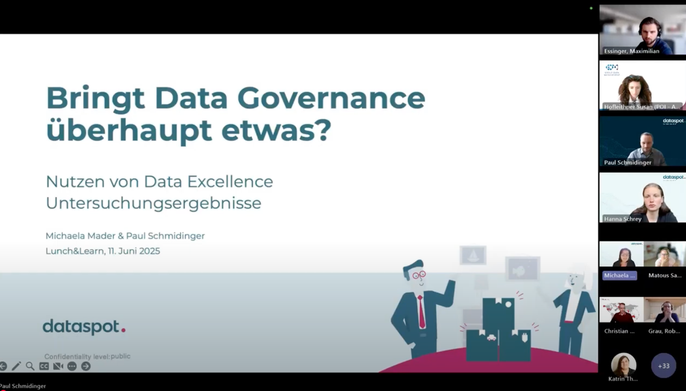 Screenshot aus dem Lunch&Learn: Bringt Data Governance überhaupt etwas?